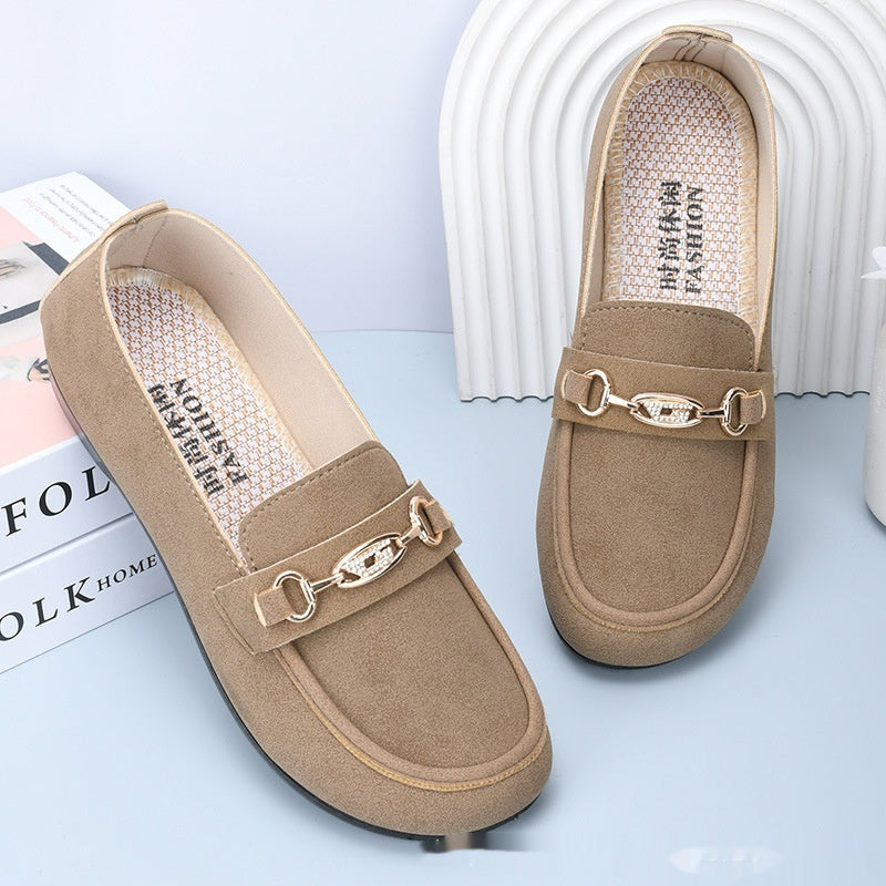 Gommino Women's Solid Color Casual Shoes Soft Bottom