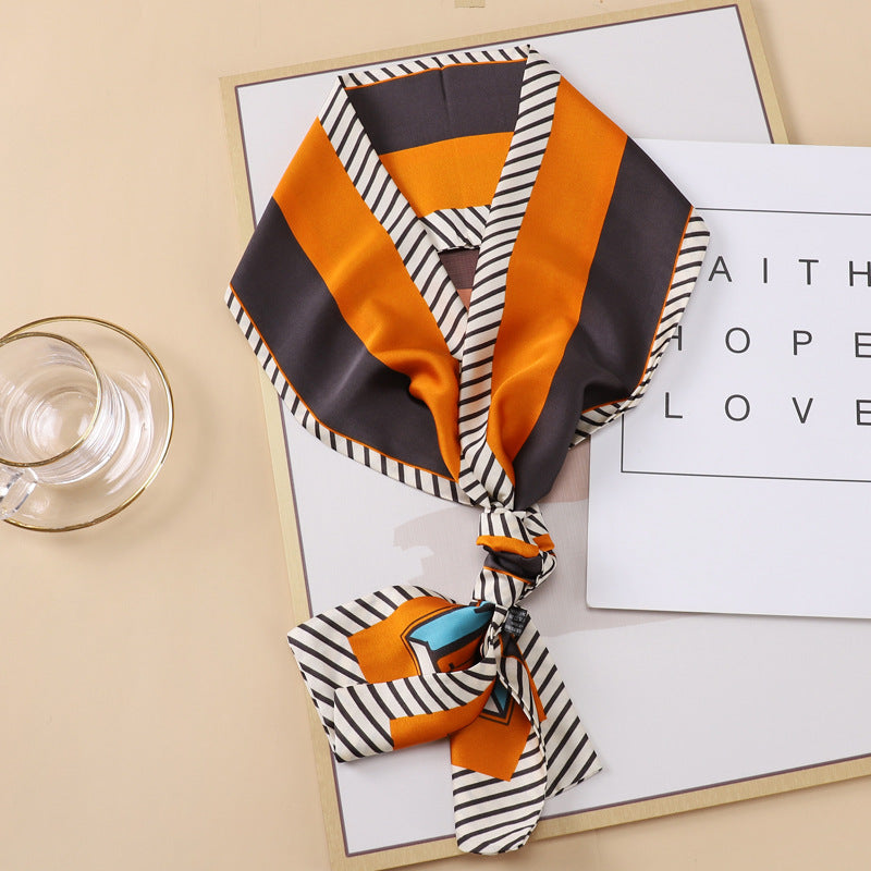 Small Silk Scarf Thin And Long Hair Binding Double Layer