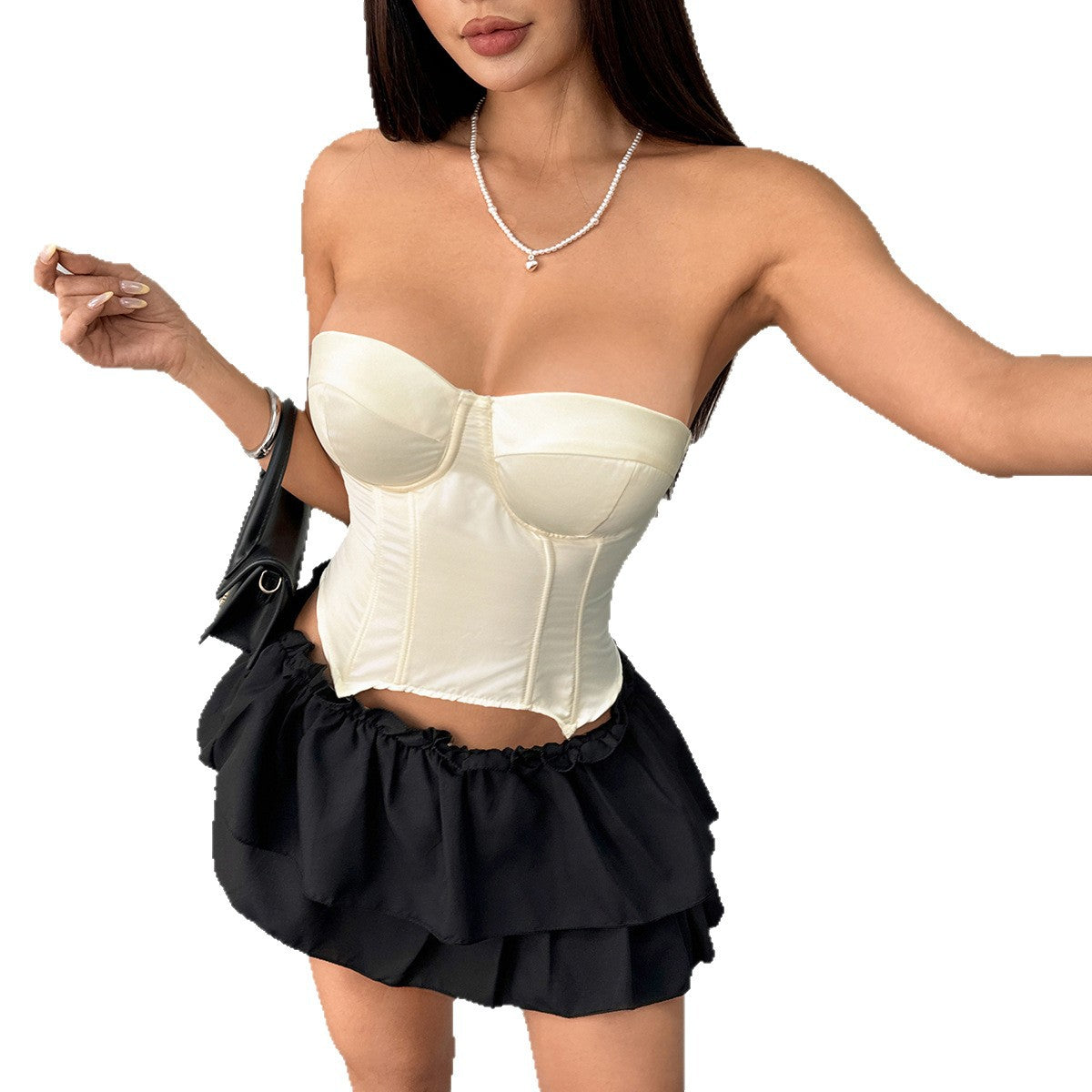 Chest-padded Underwire Tie-waist Bustier Top