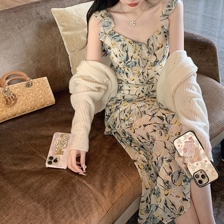 Chiffon Printed Dress Summer Mid Length