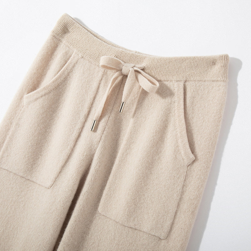 Autumn And Winter New Knit Pants For Women, Draped Casual High-waisted Trendy Slimming Floor-length