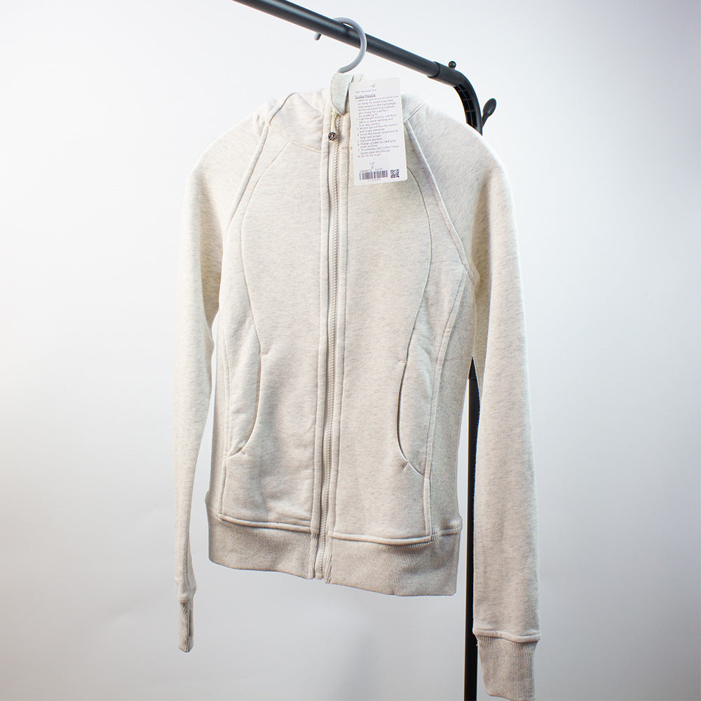 Yoga Clothes Coat Sports Full Zipper Hooded Sweatshirt