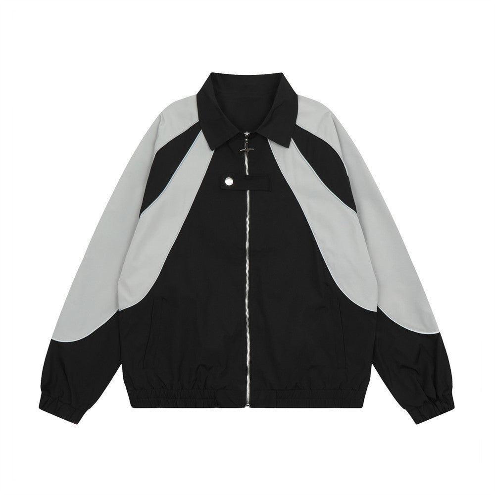 Street Fashion Design Stitching Contrast Color Lapels Coat For Men
