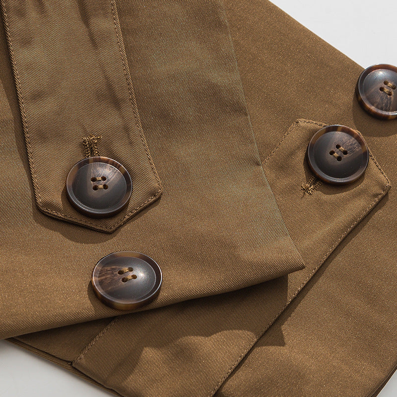 Solid Color BASIC Lapel Cardigan Coat Men's Long Trench Coat