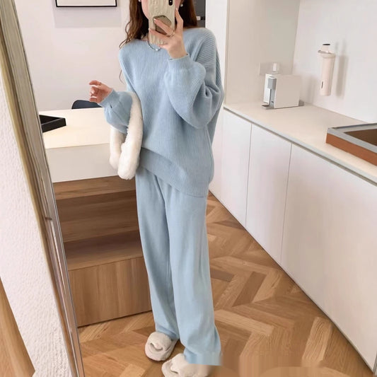 Knitting Suit Women's Round Neck Sweater Skirt Versatile Casual