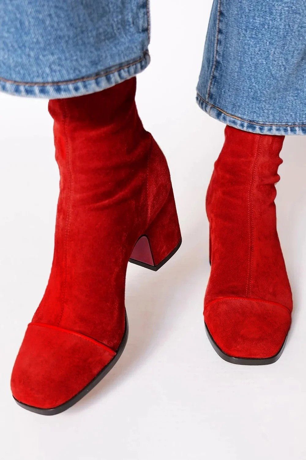 Winter Fashion High Heel Suede British Style Square Toe Women's Boots