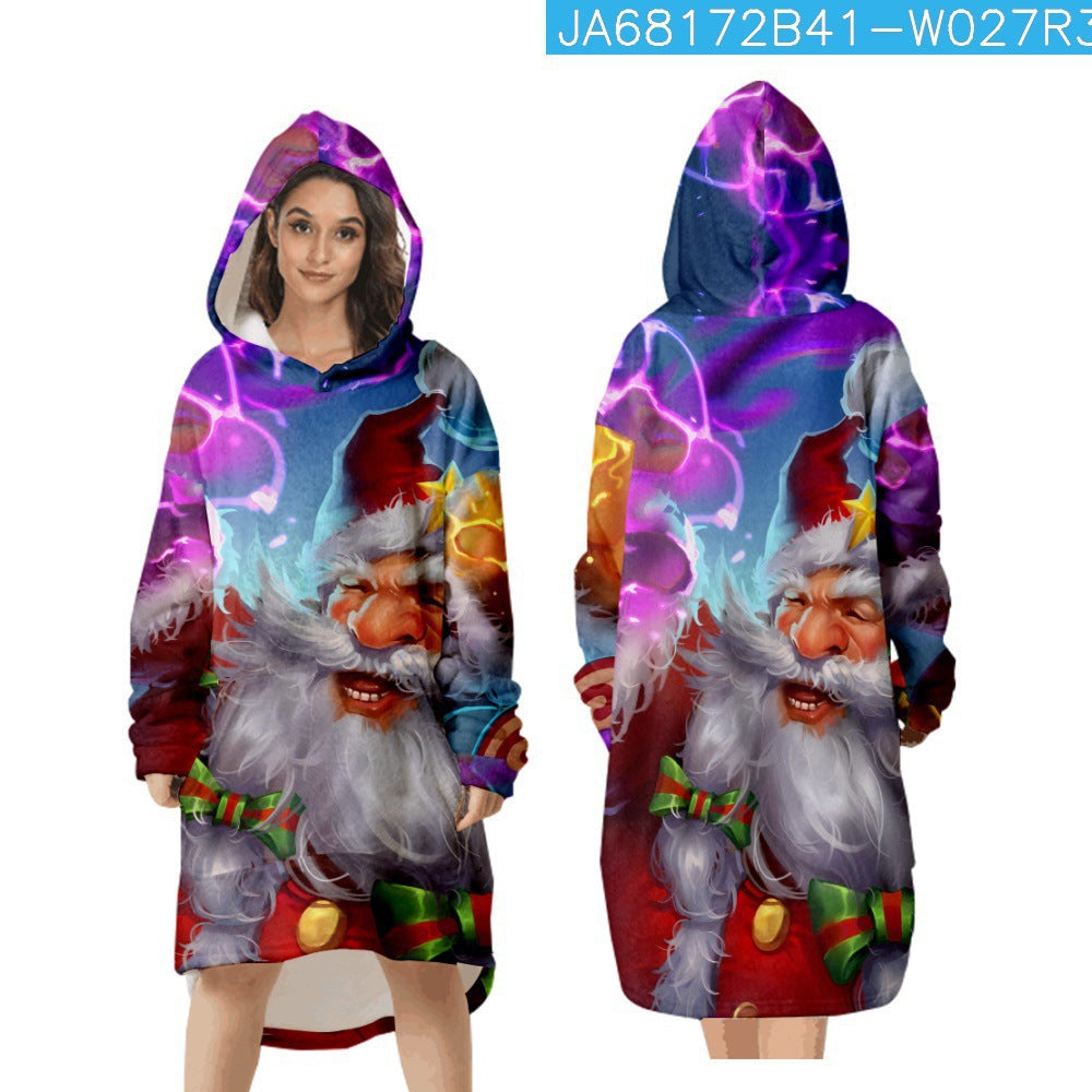Grønt pelsmonster jule 3D digitalprintet hjemmetæppe/sweater