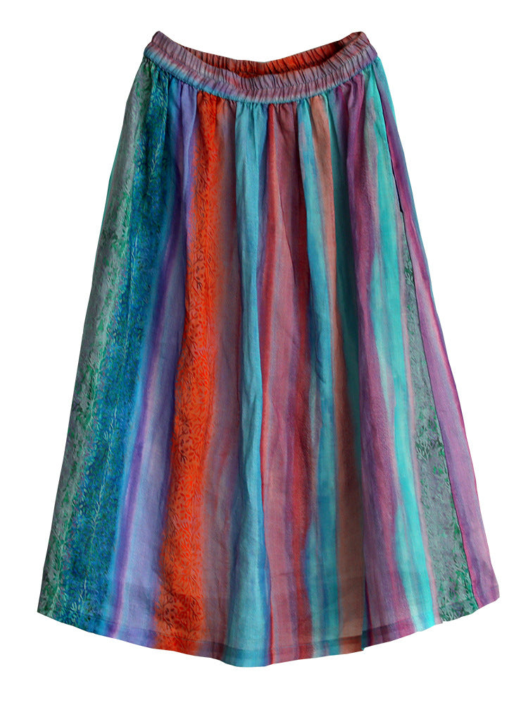 Retro Art Elastic-waist Midi Dress
