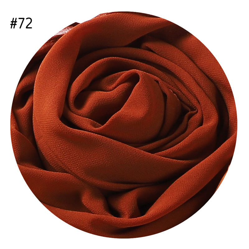 Women's Simple And Versatile Solid Color Pearl Chiffon Scarf