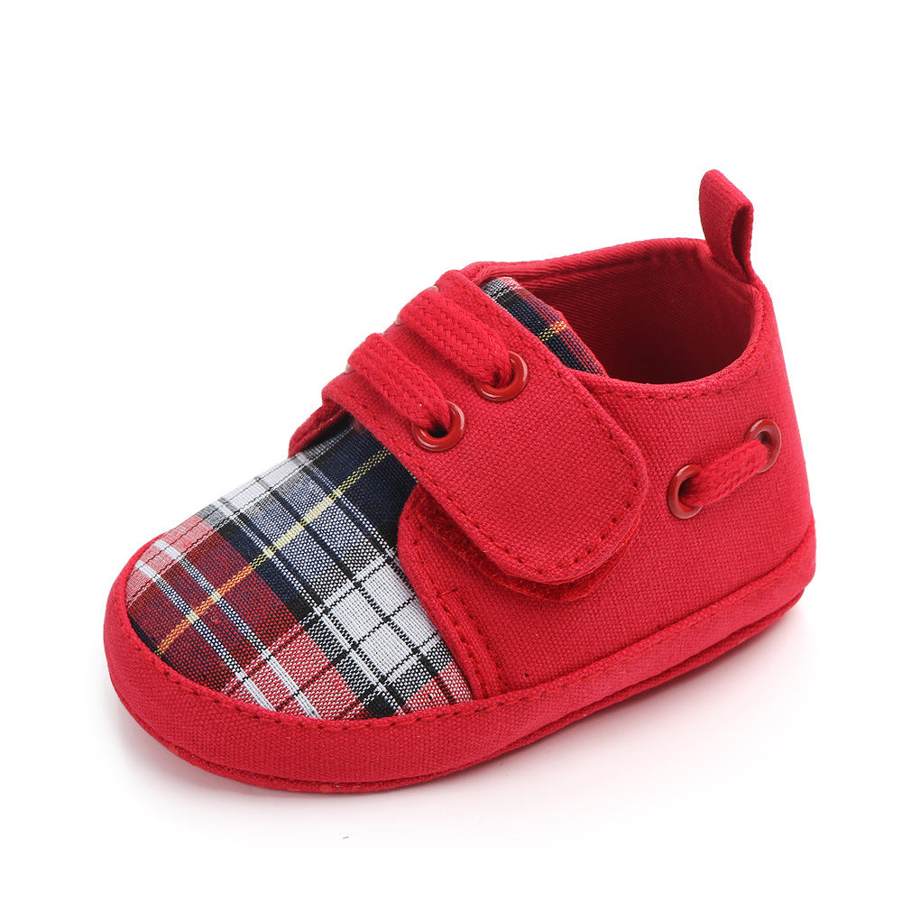 Year Old Velcro Plaid Soft Bottom Comfortable Non Slip Baby Shoes Baby Toddler Shoes Factory Direct Sales 2070
