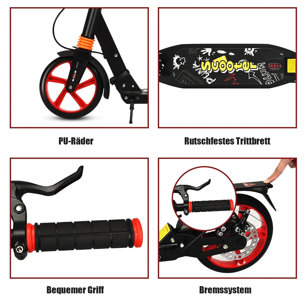 Klappbarer Kickscooter Mit Klingel & Ständer Höhenverstellbarer Scooter Roller Tretroller