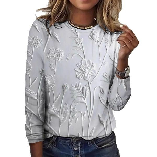 Dame Mode 3D Digitalprintet Rundhalset Langærmet T-shirt