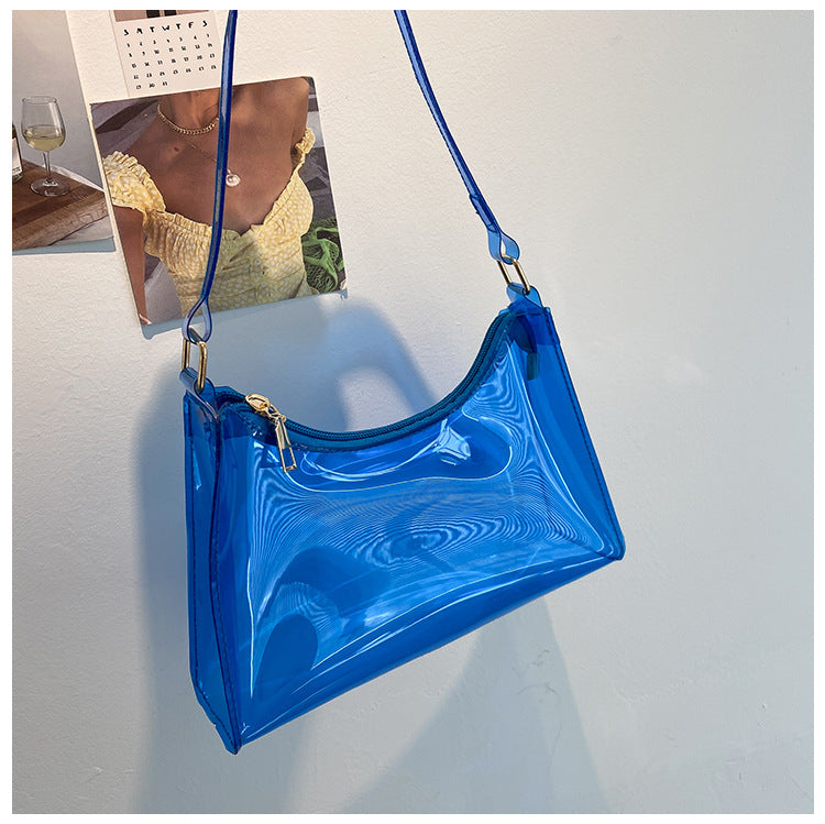 Underarm Bag Retro Casual One-shoulder Diagonal Bag Transparent Jelly Bag Female Candy Color Portable Baguette Bag