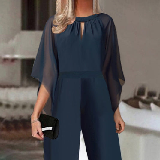 Women's Solid Color Short-sleeved Fashion Jumpsuit