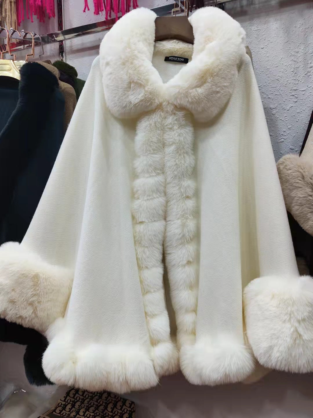 Temperament Shawl Cloak Coat Fur Collar New Knitted Sweater Cardigan
