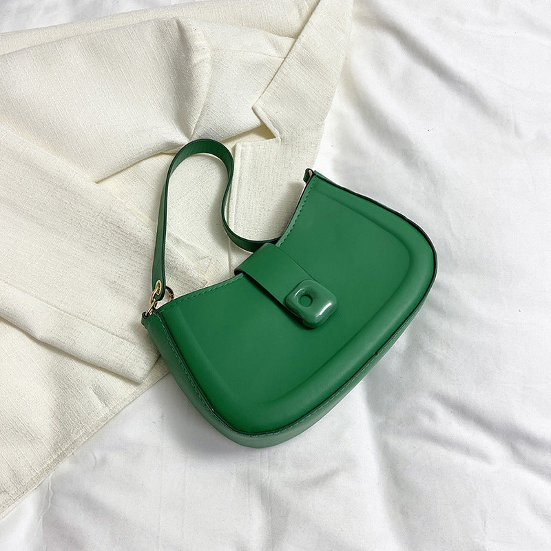 Simple Solid Color Temperament Leisure Textured Shoulder Bag For Women