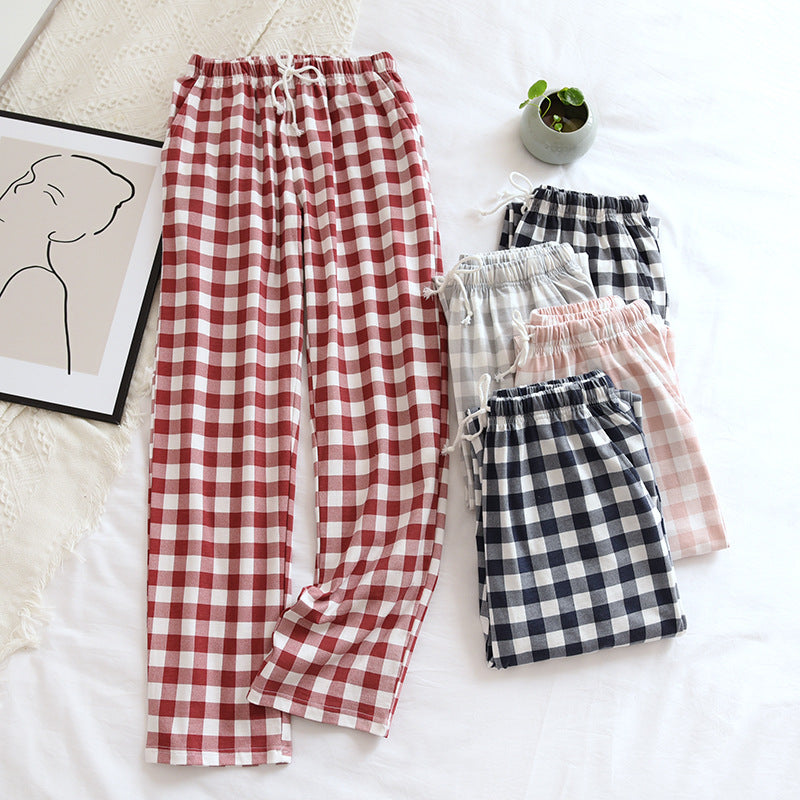 Women's Men's Knitted Plaid Pajama Pants