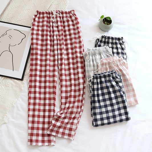 Women's Men's Knitted Plaid Pajama Pants