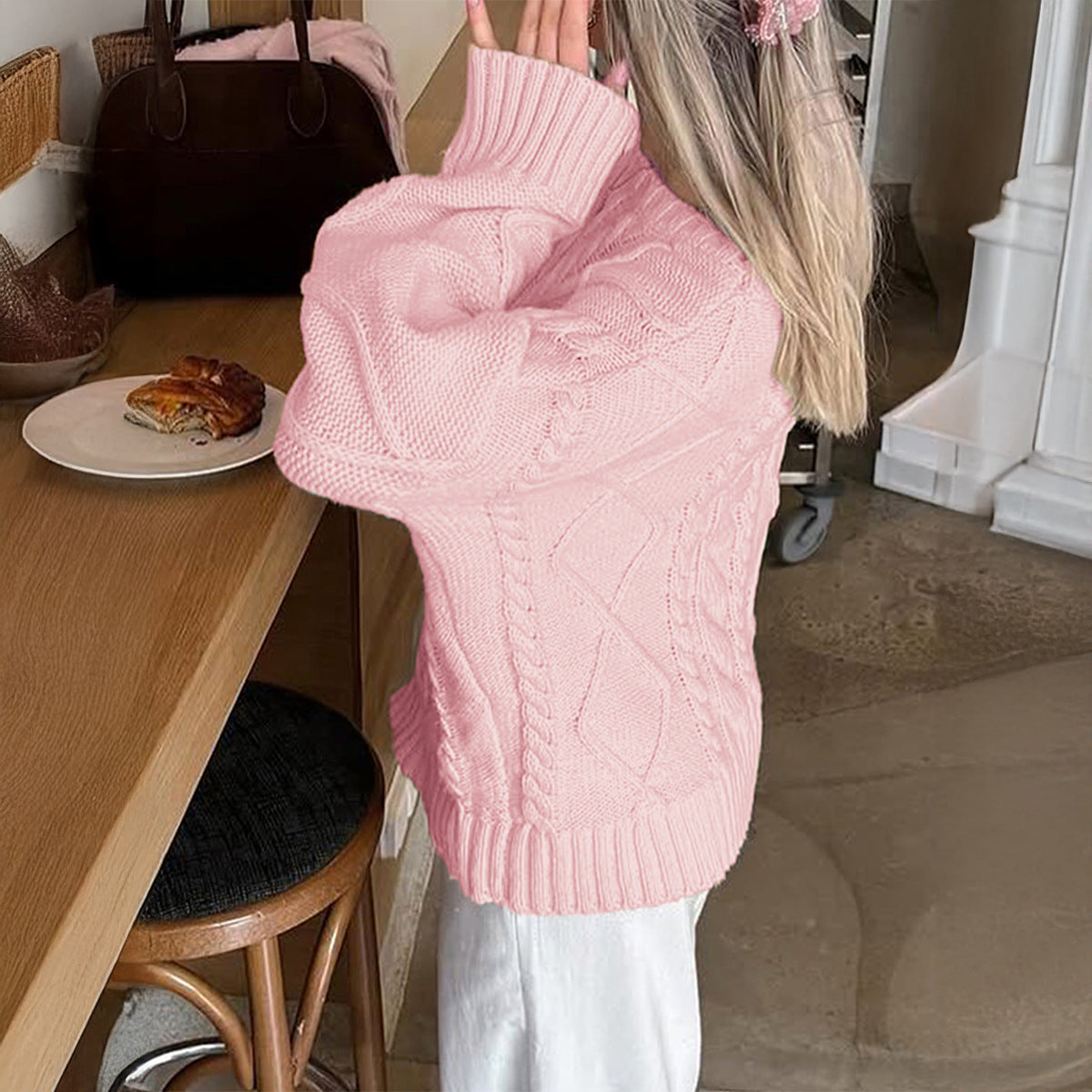 Casual Simple Wool Long Sleeve Women's Sweater