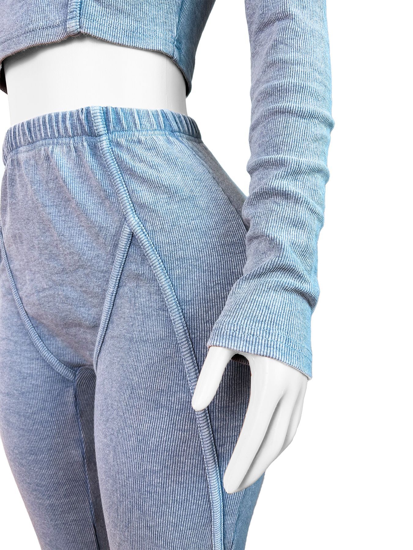 Casual Fall Winter Cotton Ribbed Washed Vintage-Style Bodycon Set