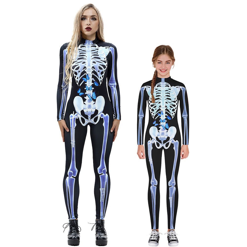 3D Skeleton Digital Printing Long-Sleeved Jumpsuit