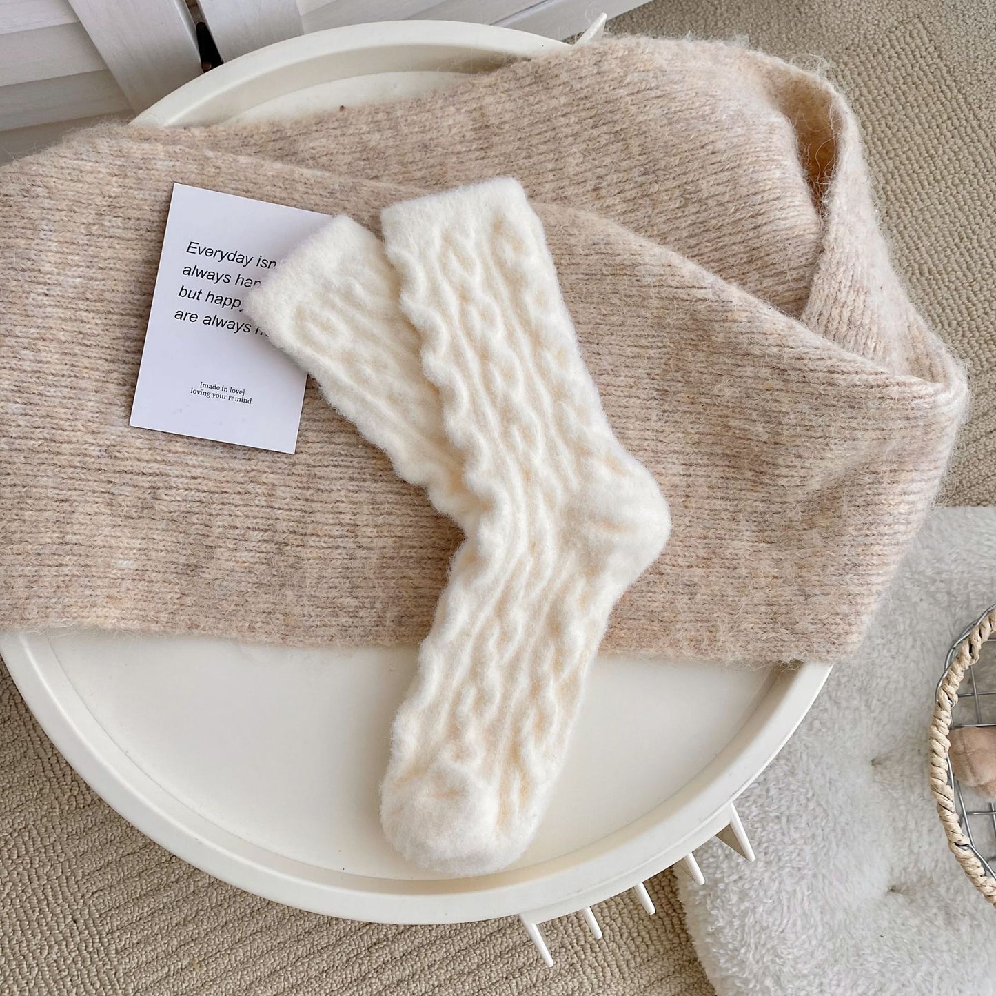 Fleece Lined Padded Warm Keeping Floor Home Sleeping Socks