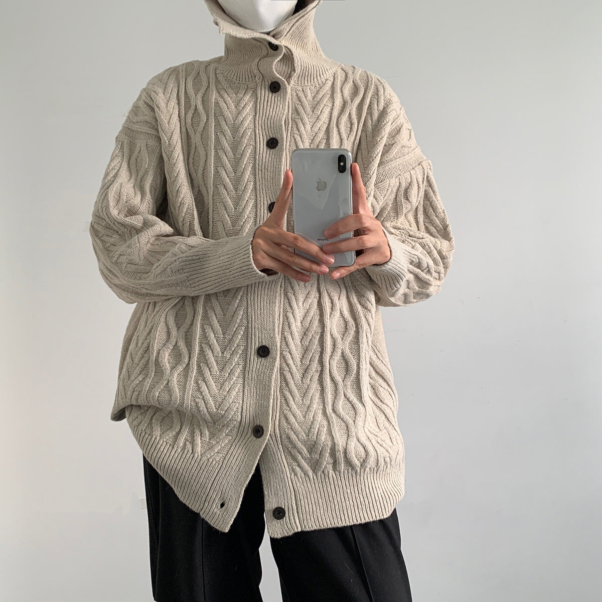 Korean Vintage Twist Lapel Knit