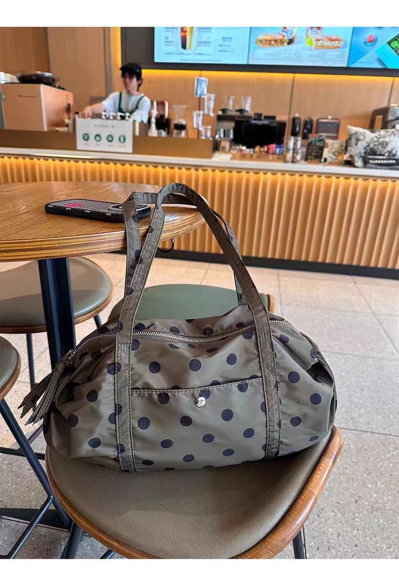 Niche-designed Polka-dot, High-capacity Versatile Nylon Shoulder Bag