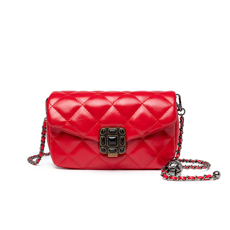 One Shoulder Cross Body Diamond Lattice Chain Bag