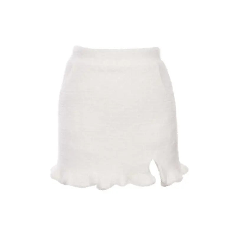 White Bow Top Half Skirt Set For Women