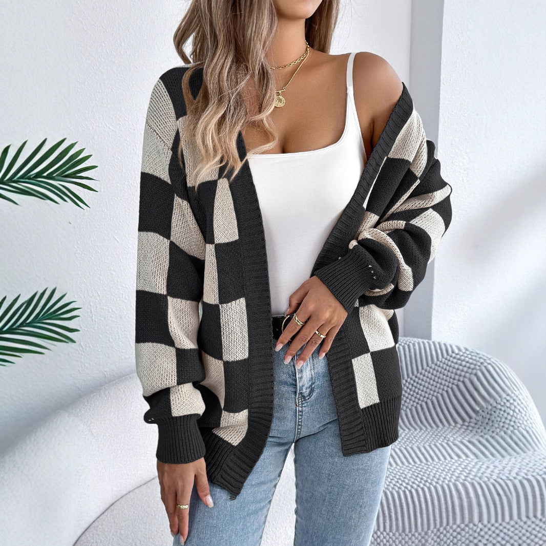 Lantern Sleeve Cardigan Sweater Mid-length Coat