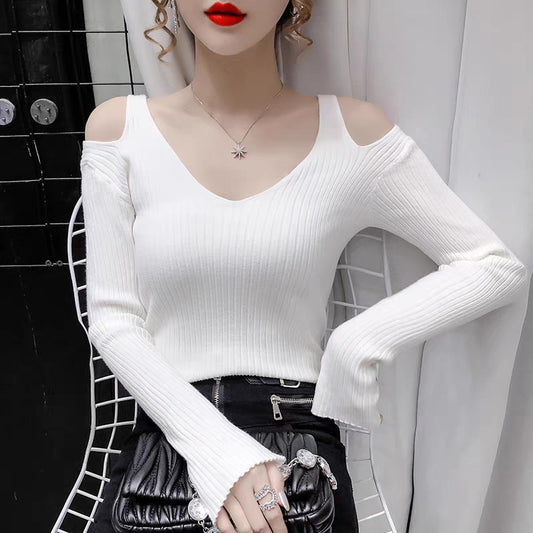 Slim-fit Elegant V-neck All-matching Western Style Bottoming Sweater