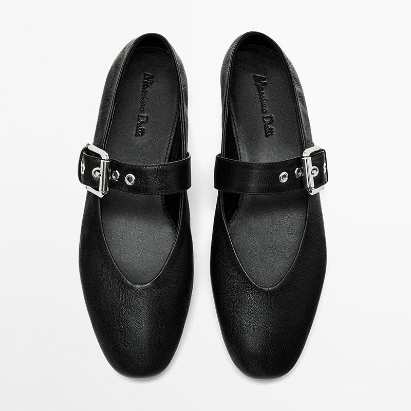 Women's Comfortable Leather Buckle Decorative Casual Shoes