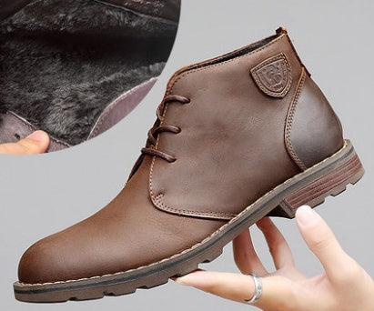 Leather Casual Mid-gang Crazy Horse Cowhide Round Head Doc Martens Boots