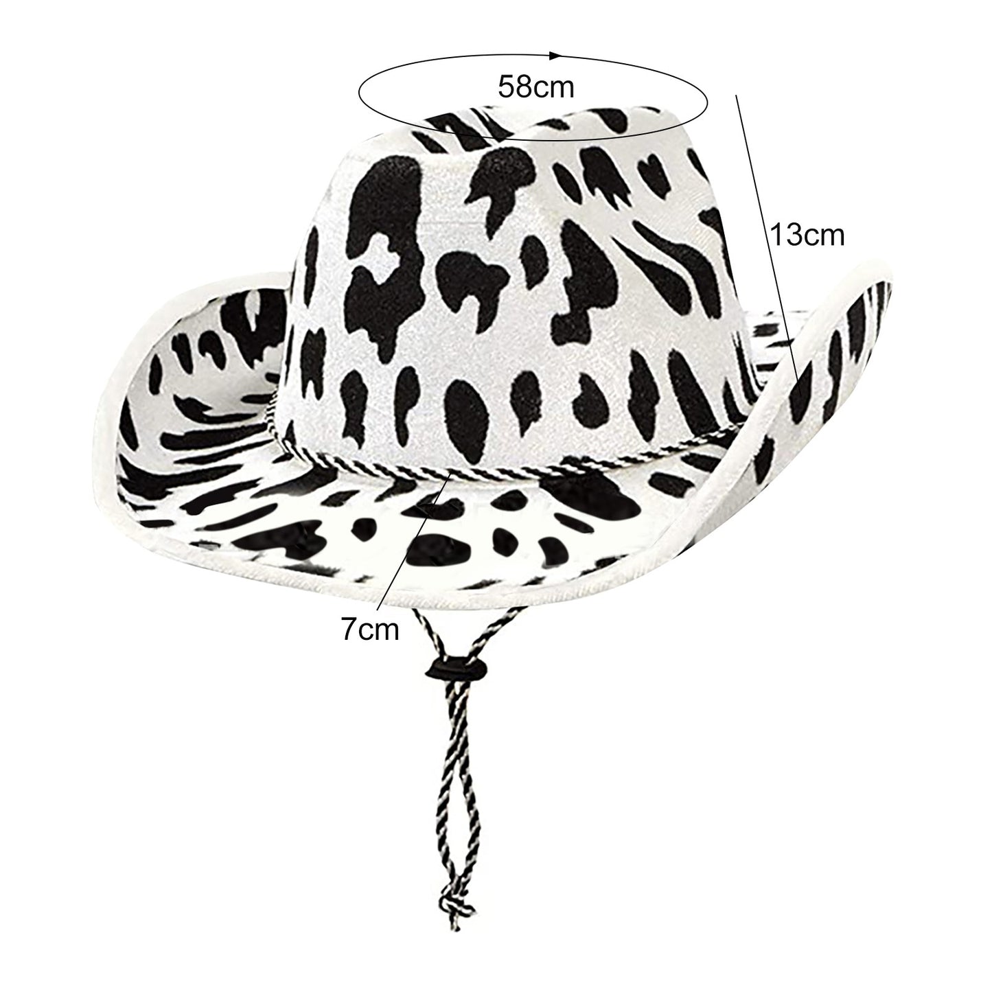 Milk Print Cowboy Hat Sequin Black White
