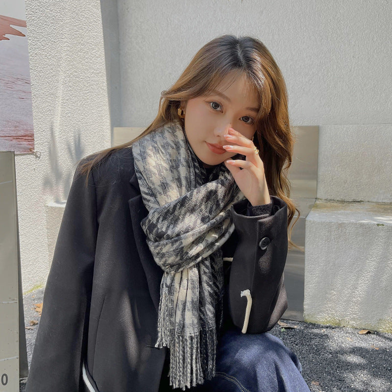 Double-faced Cashmere Woven Shawl Warm Scarf