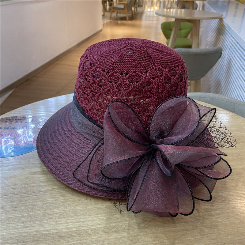 Flower Organza Fisherman Hat Female Summer