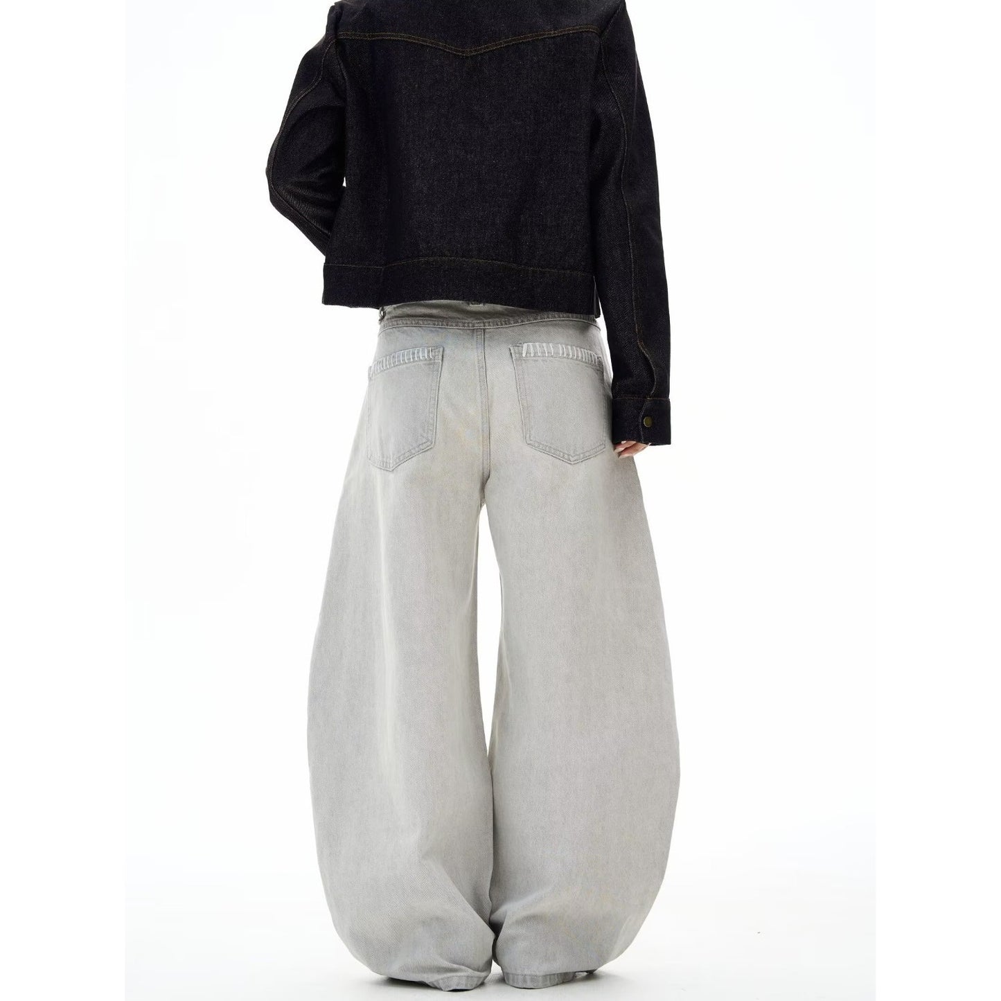 Ice-Feel Tencel Scimitar-Shape Wide-Leg Denim Jeans
