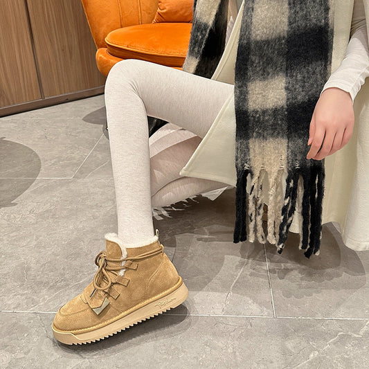 Thickening Students Warm Thick Sole Increase Cotton Shoes  Add Velvet