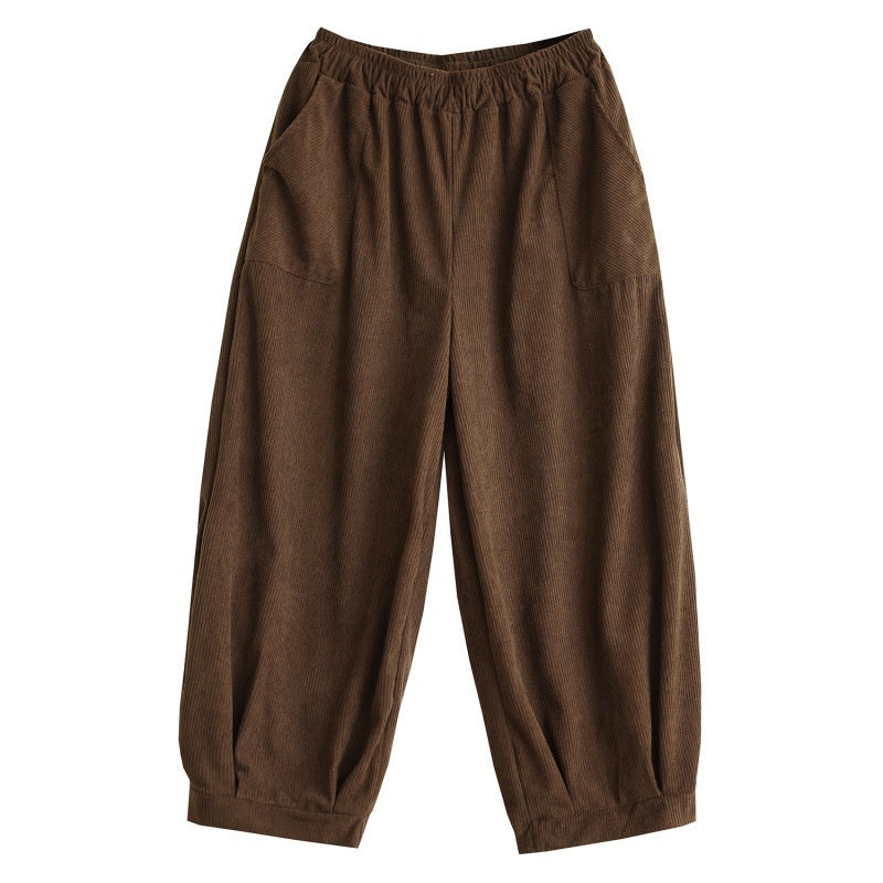 Large Pocket Corduroy Trousers Harem Pants Loose Bloomers
