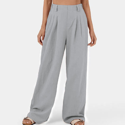 Women's Cotton High Waist Wide Leg Pants