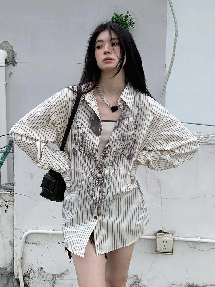Striped Shirt For Women Printed Loose Top
