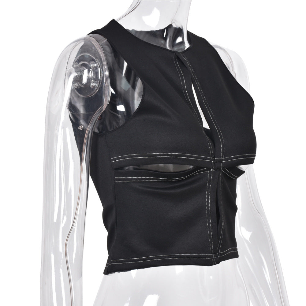 Women's Summer New Cutout Stitching Crop Top
