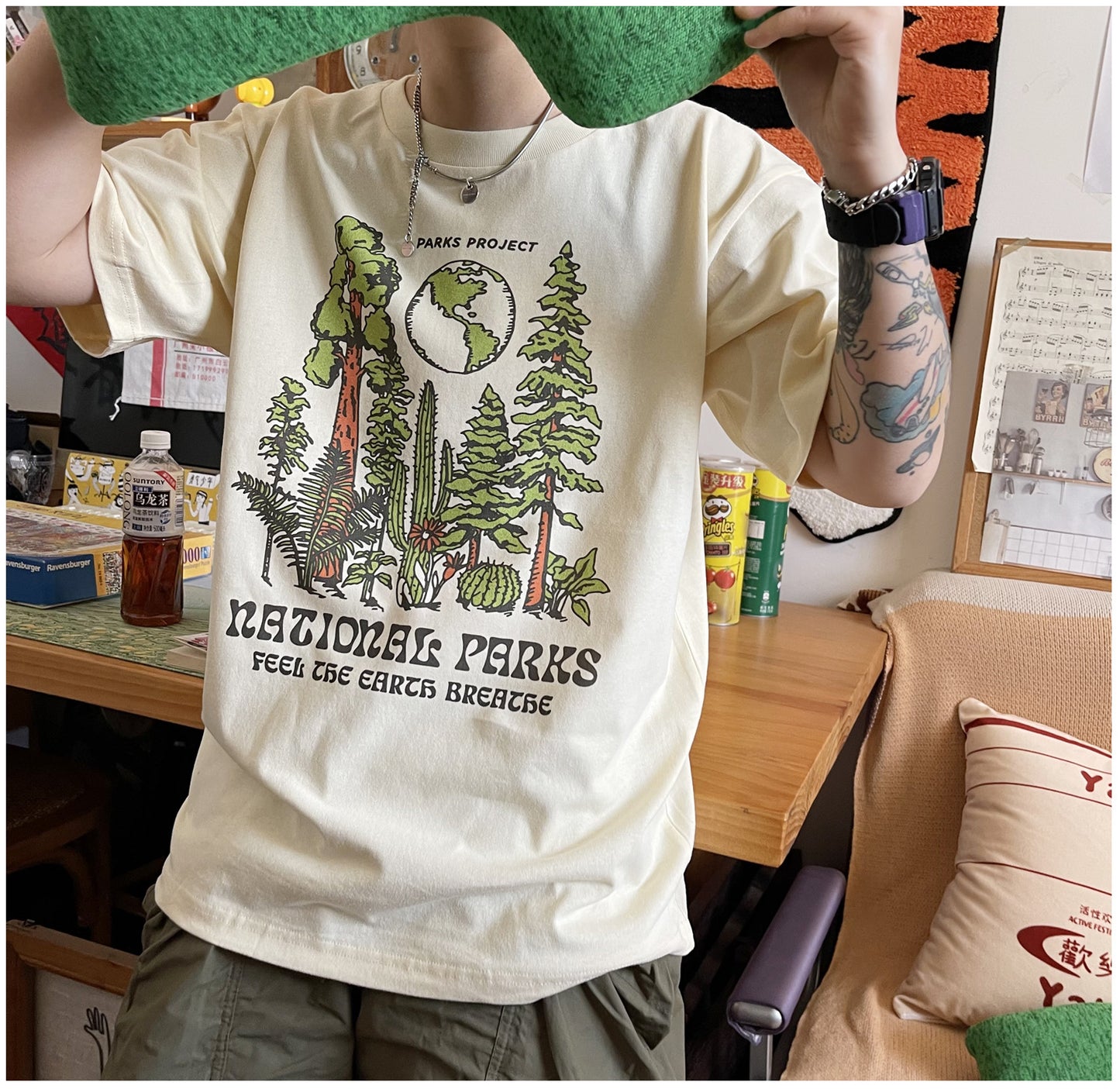 Couple's Neutral Funnny And Creative American Short-sleeved T-shirt