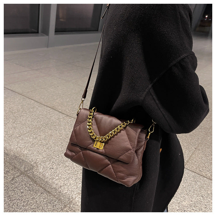 Diamond Crossbody Soft Leather Chain Large Bag