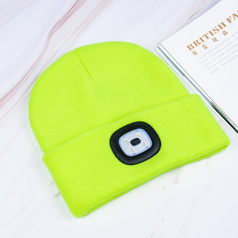 Rechargeable Model Outdoor Sports Dual Light Model LED Light Knitted Hat