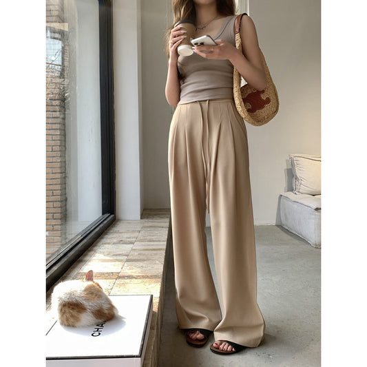High Waist Wide Leg Pants Women's Thin Draped Pants