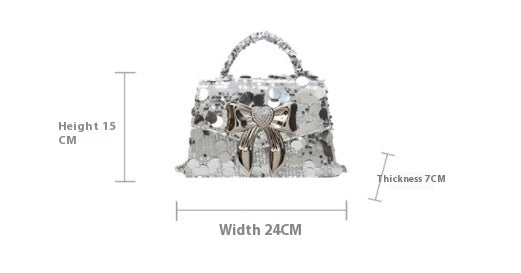 Women's Fashionable Sequins Shoulder Chain Bow Small Square Bag