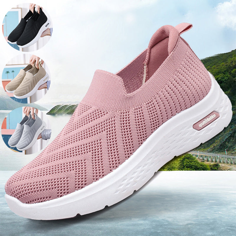 Afslappede mesh-sko strømpesko slip-on flade sko til kvinder sneakers afslappede bløde såler gåsko sportssko