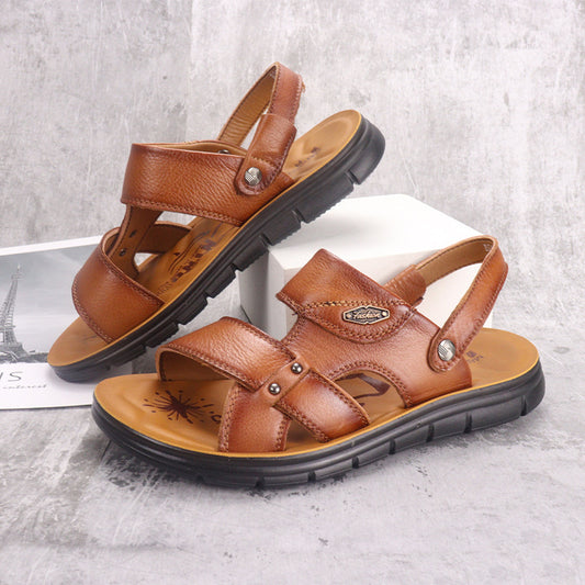 First Layer Cowhide Men's Beach Shoes Summer New Style